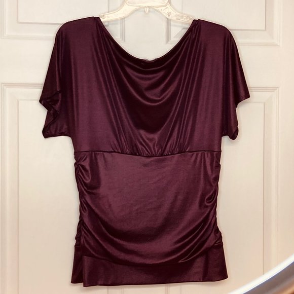 Charlotte Russe Deep Plum Blouse w/Ruched Sides & Gathered Bust L - Picture 7 of 8